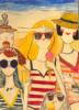 Amigas-en-la-playa-2026-mixta-sobre-papel-72x100 Marina Puche. Amigas en la playa, 2026, mixta sobre papel 100 x 87 cm,